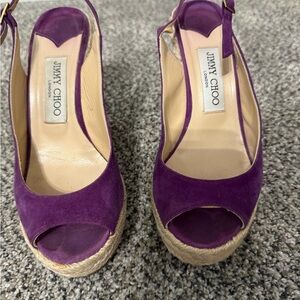Jimmy Choo Purple Wedge Slingback Shoes